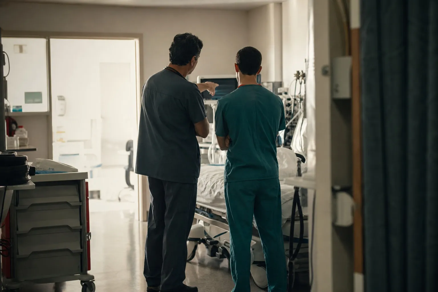 An attending and resident working together at the bedside
